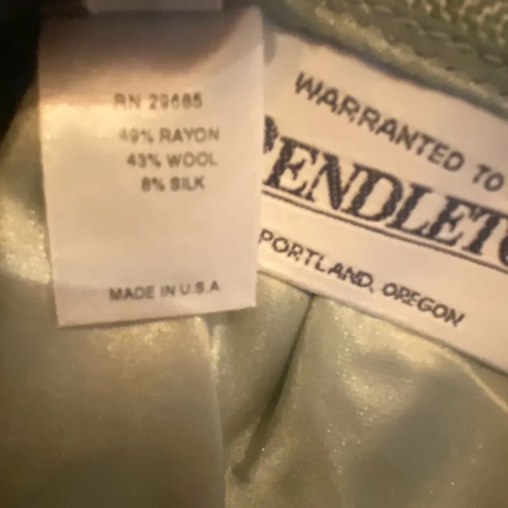 PENDLETON Retro Matching Wool Silk Set Blazer & Skirt Green Plaid 6-8 VINTAGE